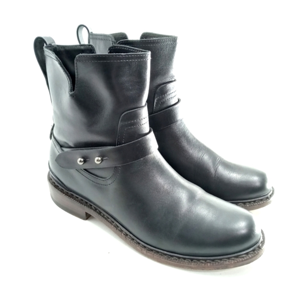 Rag & Bone Ashford Black‎ Leather Moto Biker Ankle Boots Booties